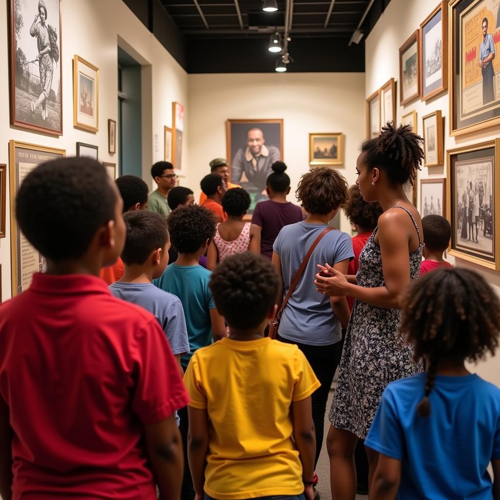 Visitors engaging with exhibits at the Rhode Island Black Heritage Society