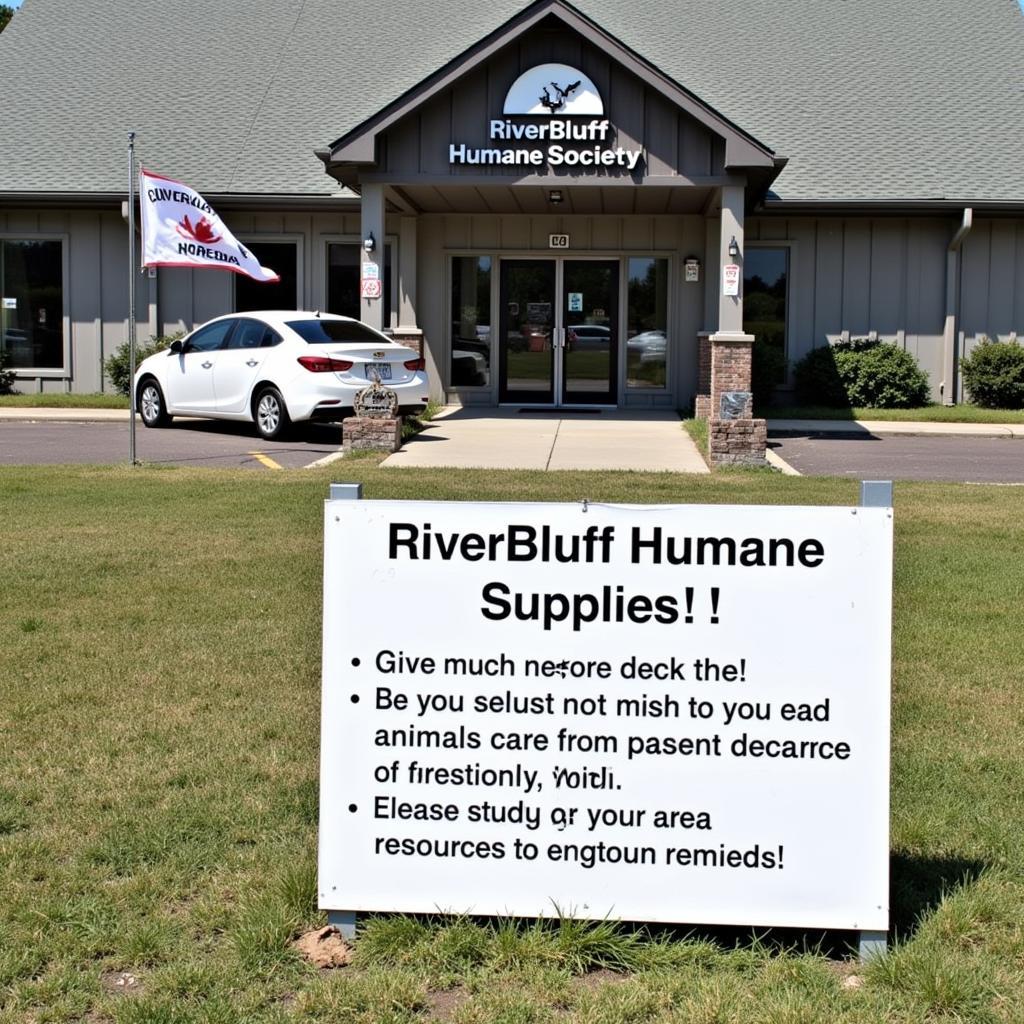 Donations needed sign at RiverBluff Humane Society.