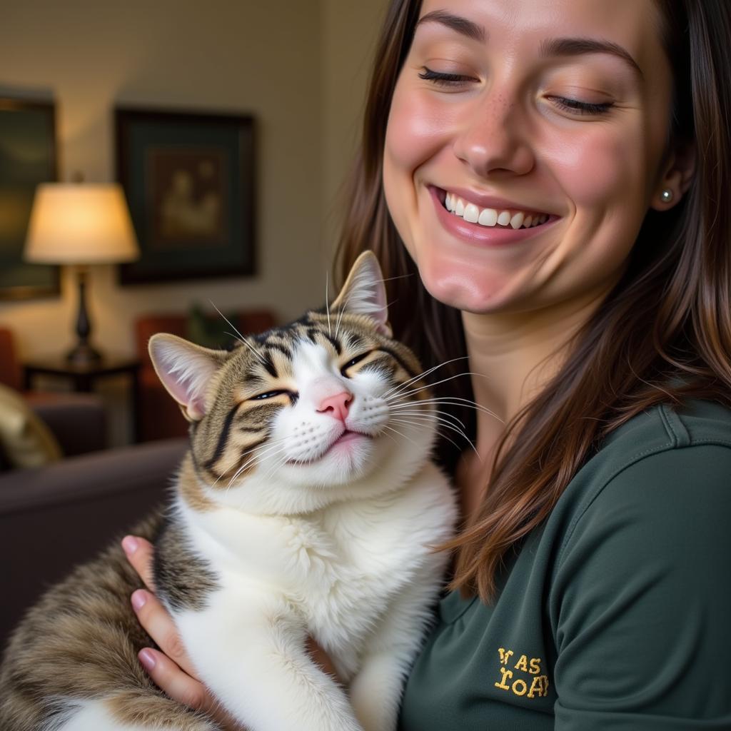 Cat Cuddling with a Volunteer at Rockville Humane Society