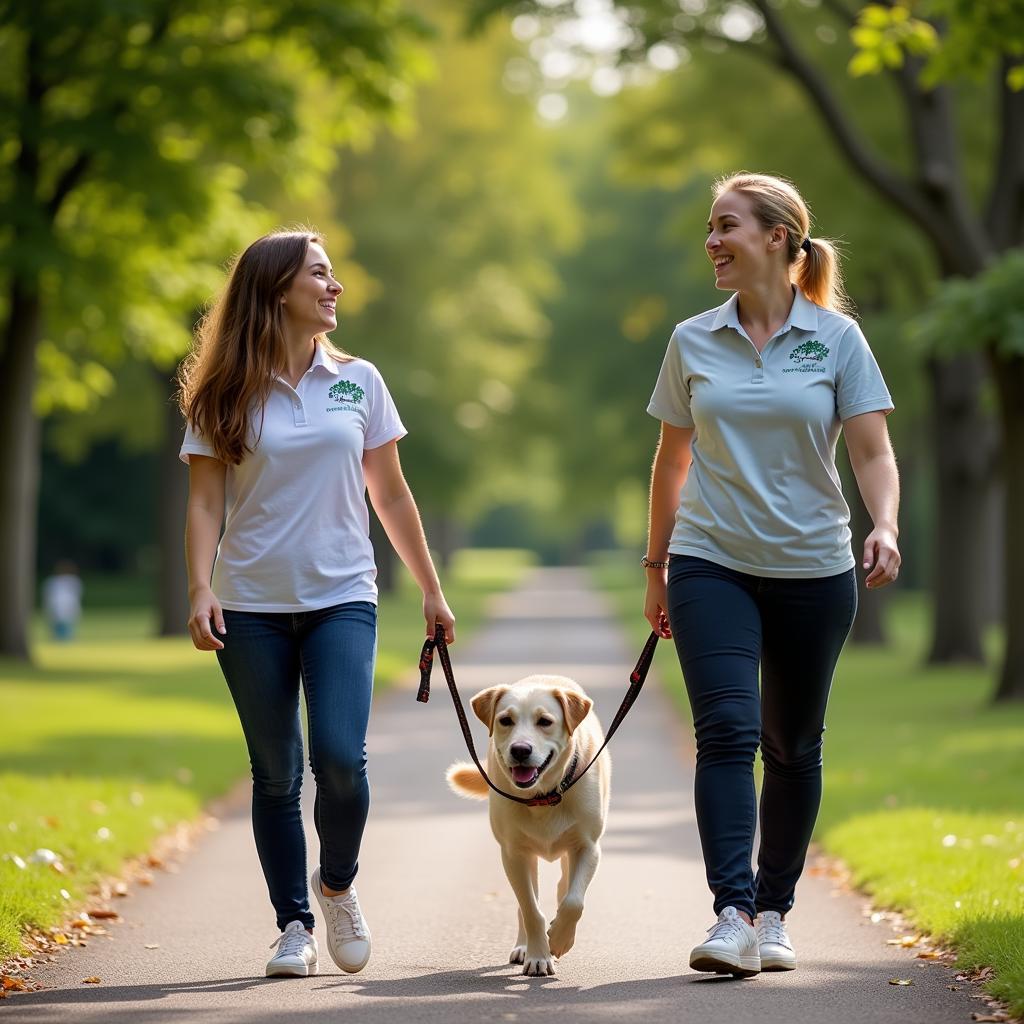 Volunteer Walking a Dog at Rockville Humane Society