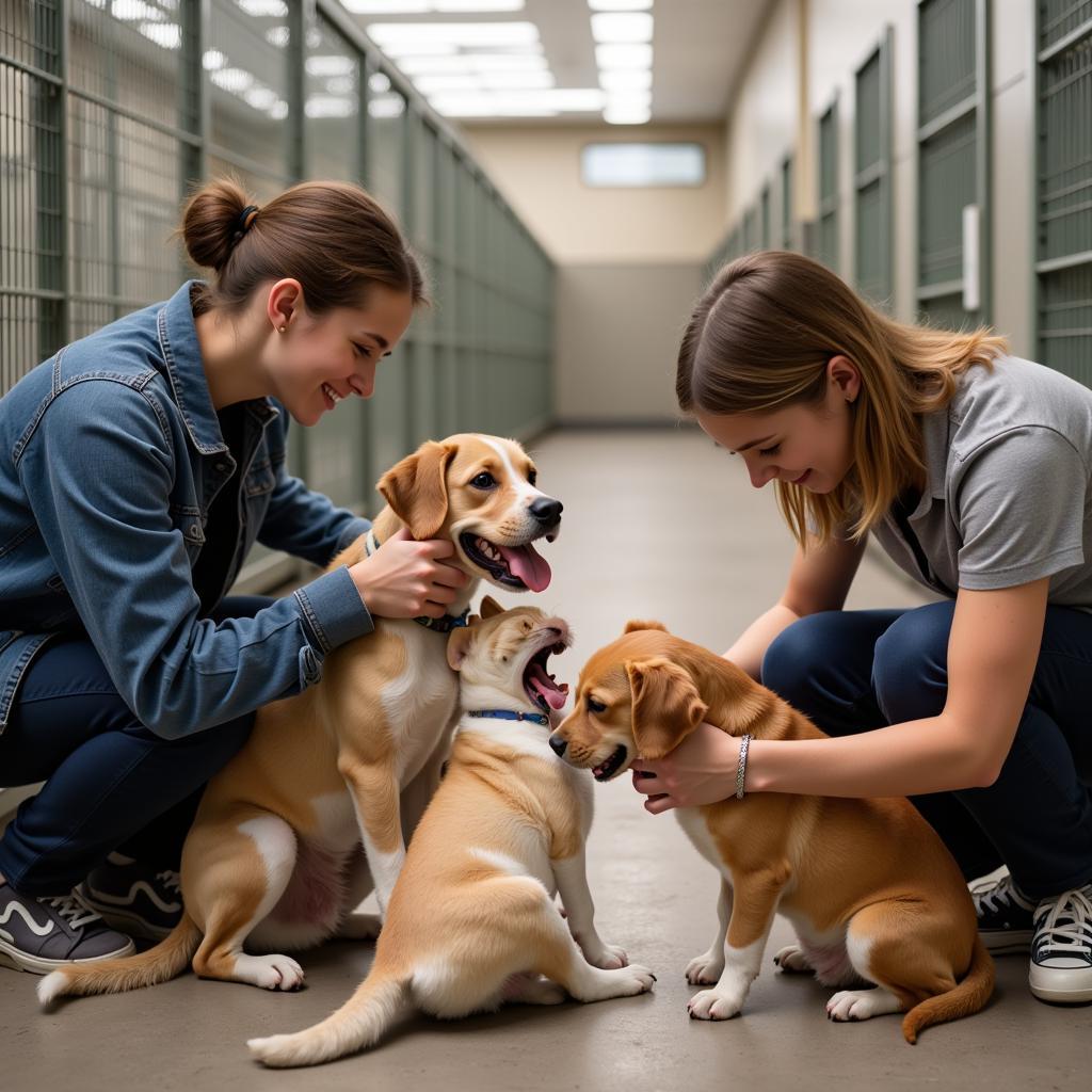 Volunteers interacting with animals at the Royal Oak Humane Society