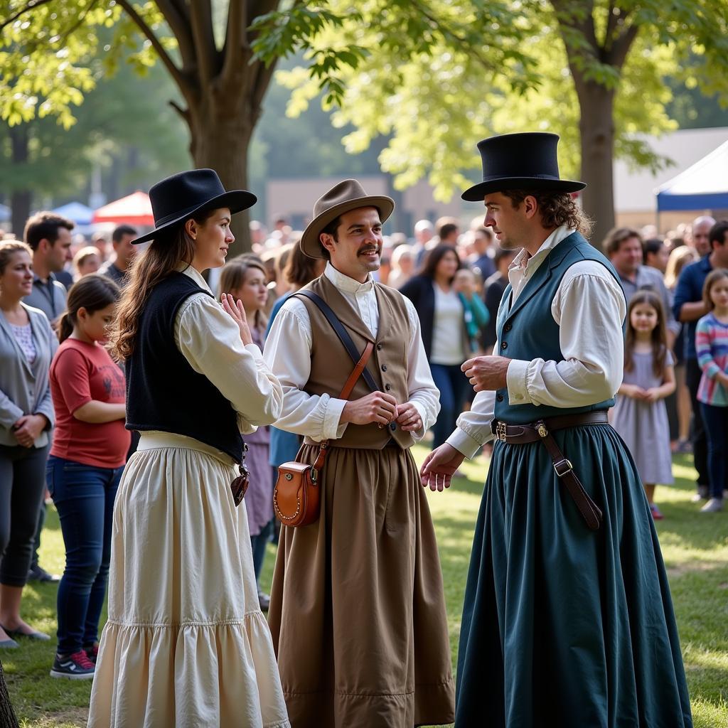 Community members participating in a historical reenactment event organized by the Sacramento Historical Society