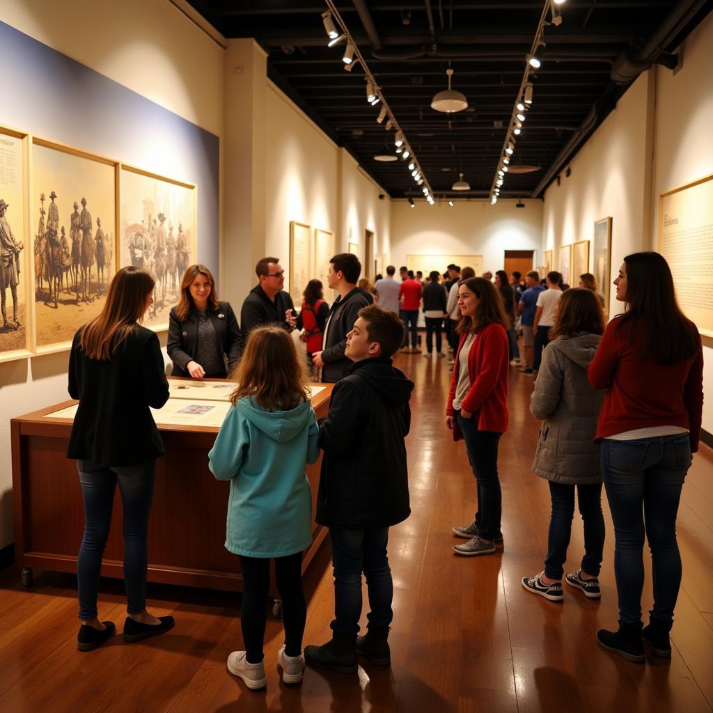 Visitors exploring the Gold Rush exhibit at the Sacramento Historical Society