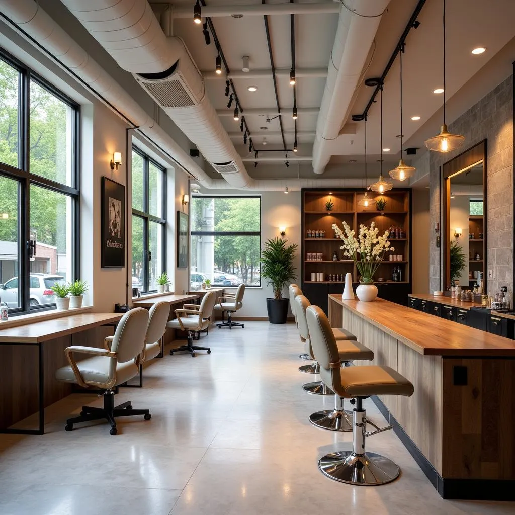 Modern Salon Interior with Comfortable Seating Areas