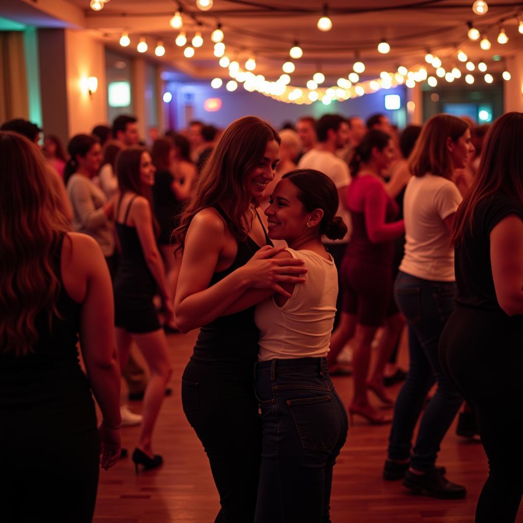 Dancers enjoying salsa social night