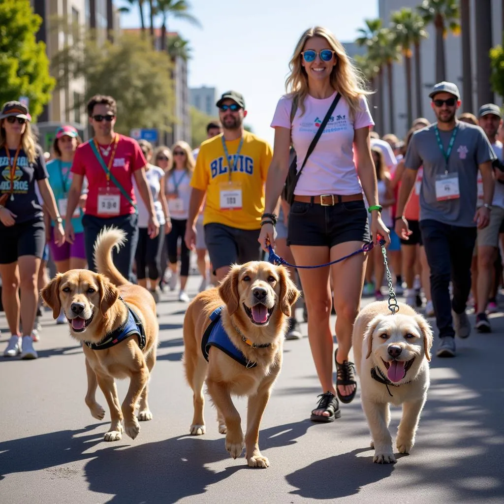 Large crowd of people and dogs participating in the San Diego Humane Society Walk for Animals