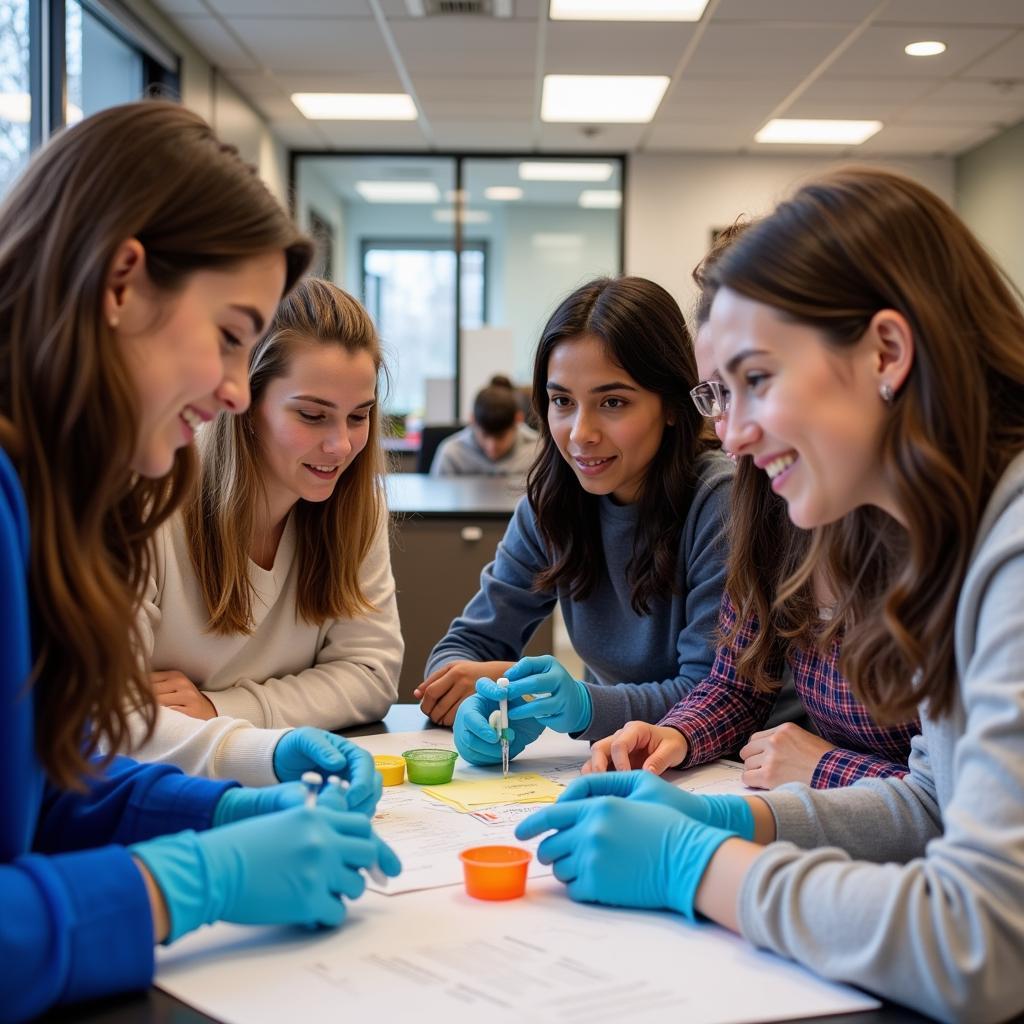 Students collaborating on a science project