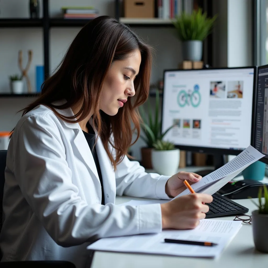 Scientist Reading Research Articles