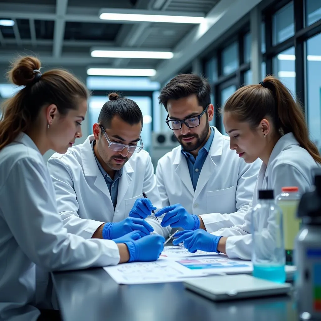 Scientists Collaborating in Lab