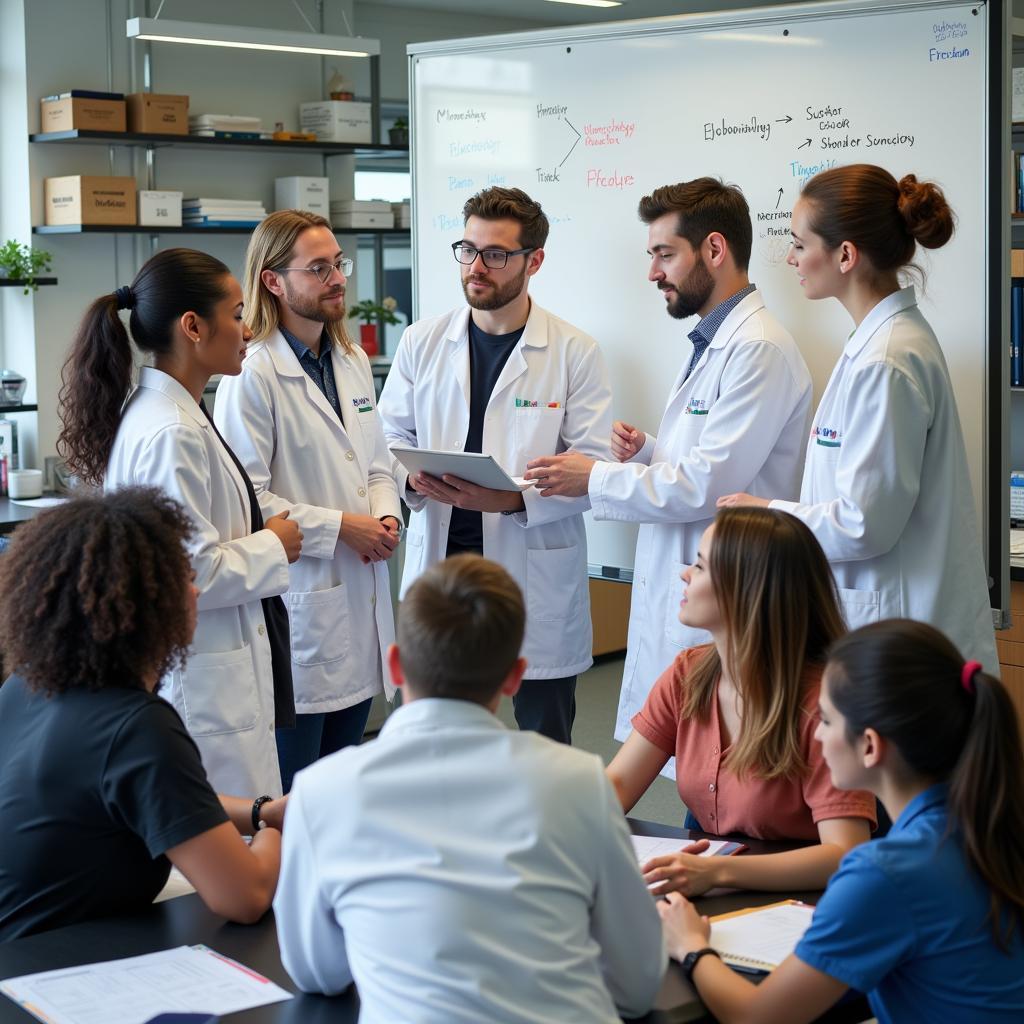 Scientists working together on a project related to glycobiology