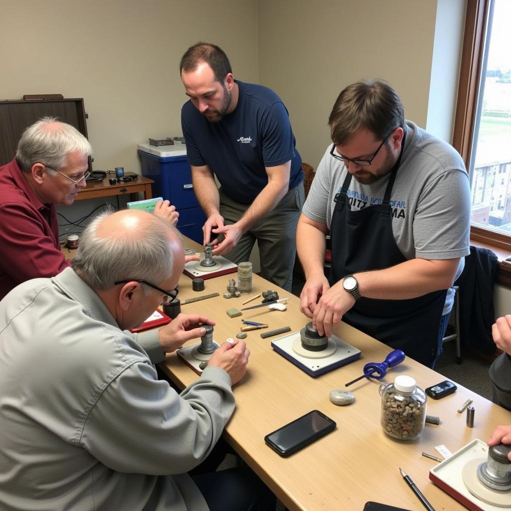 A lapidary workshop in session at the SDMG