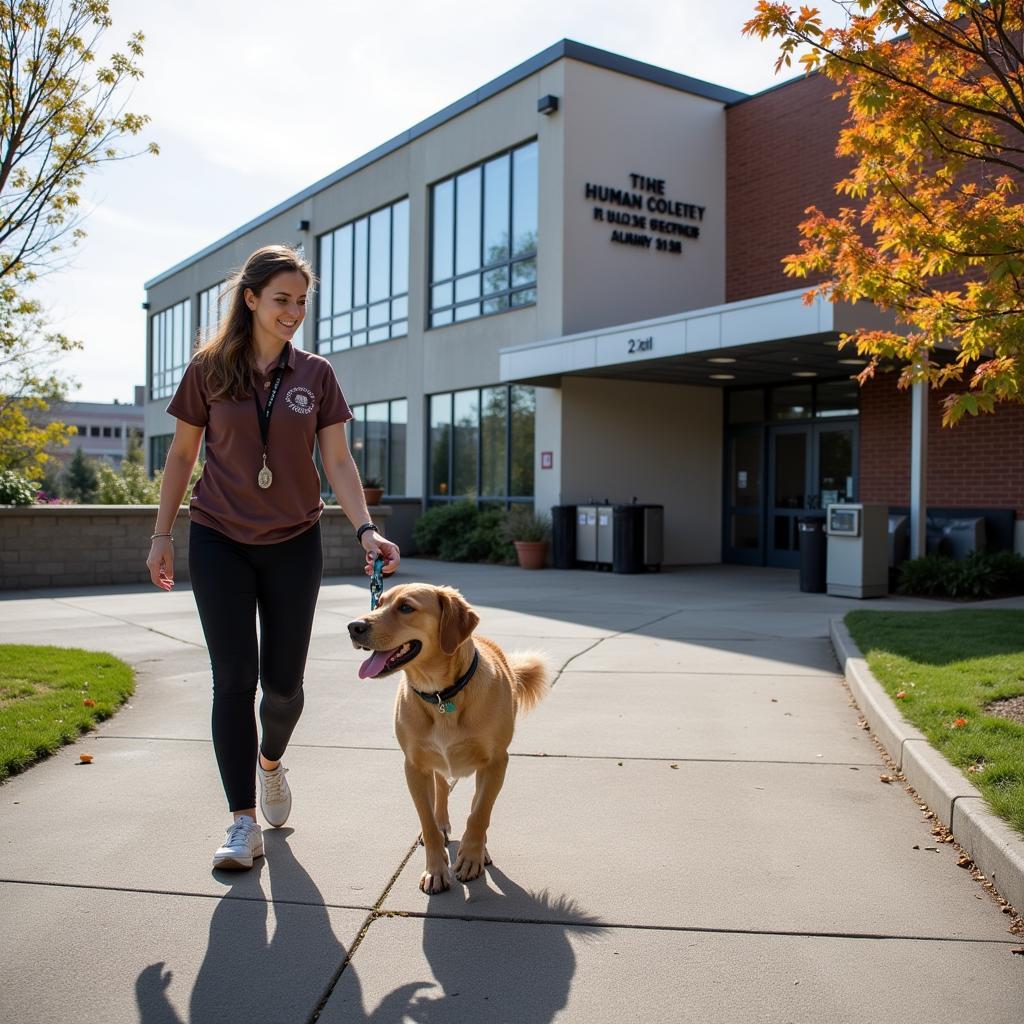 Volunteer Walking a Dog at Seattle Humane Society