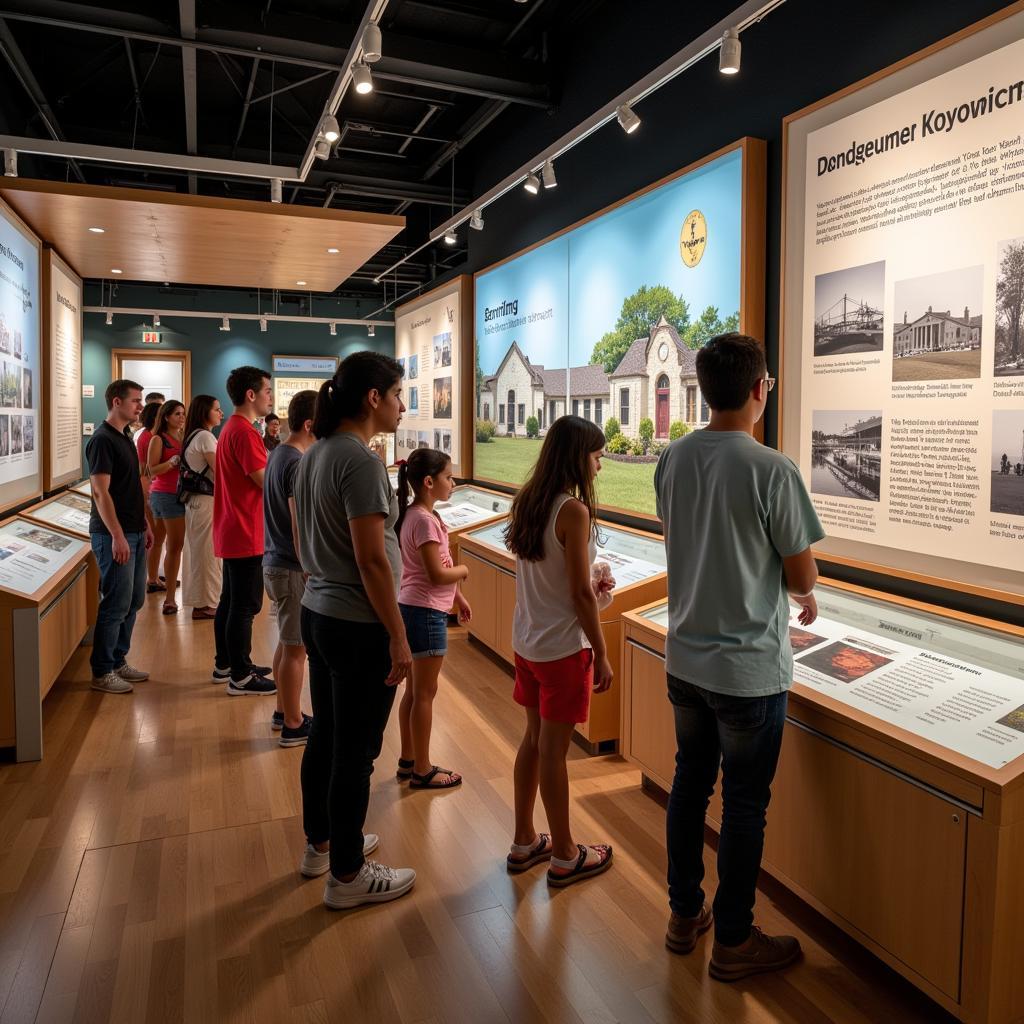 Visitors exploring an exhibit at the Sebring Historical Society