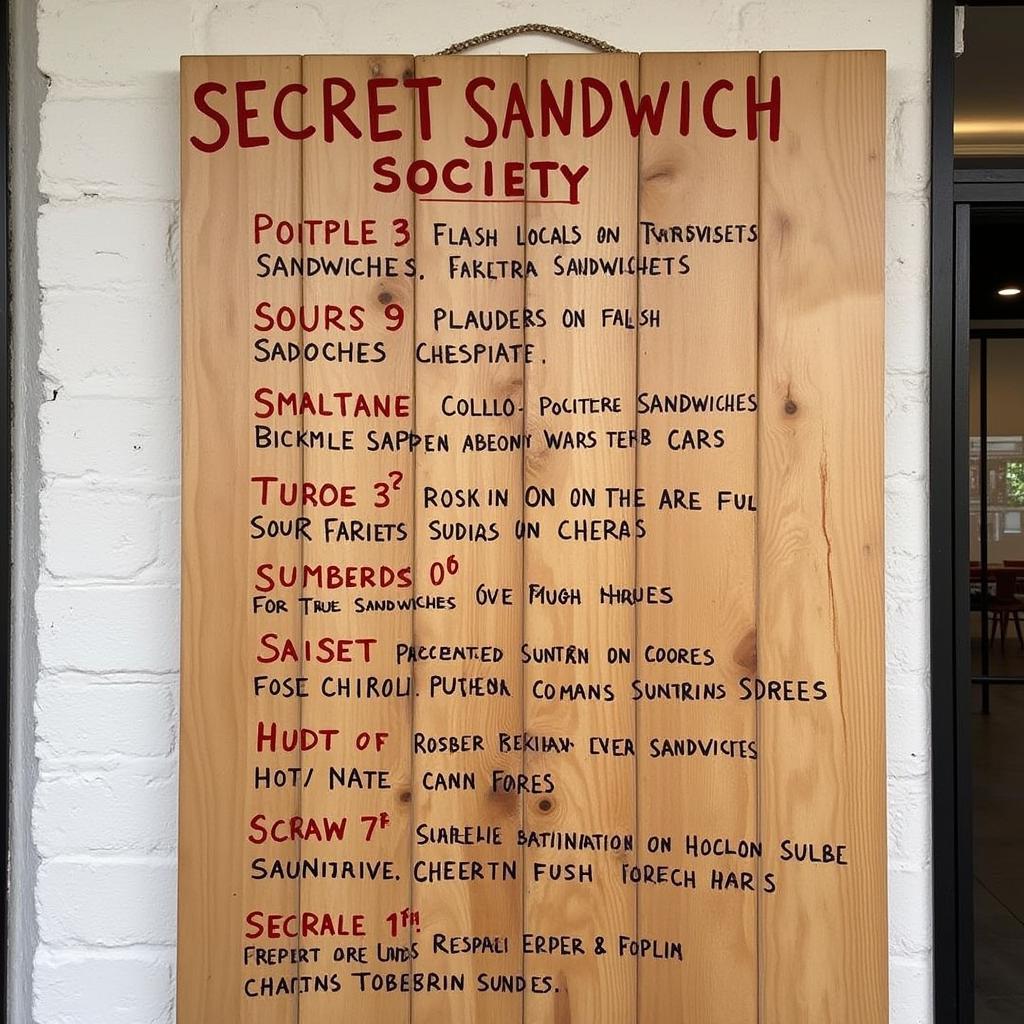 Menu board at Secret Sandwich Society