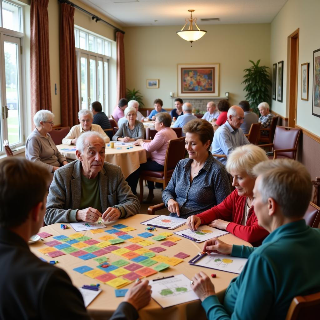 Seniors participating in community center activities