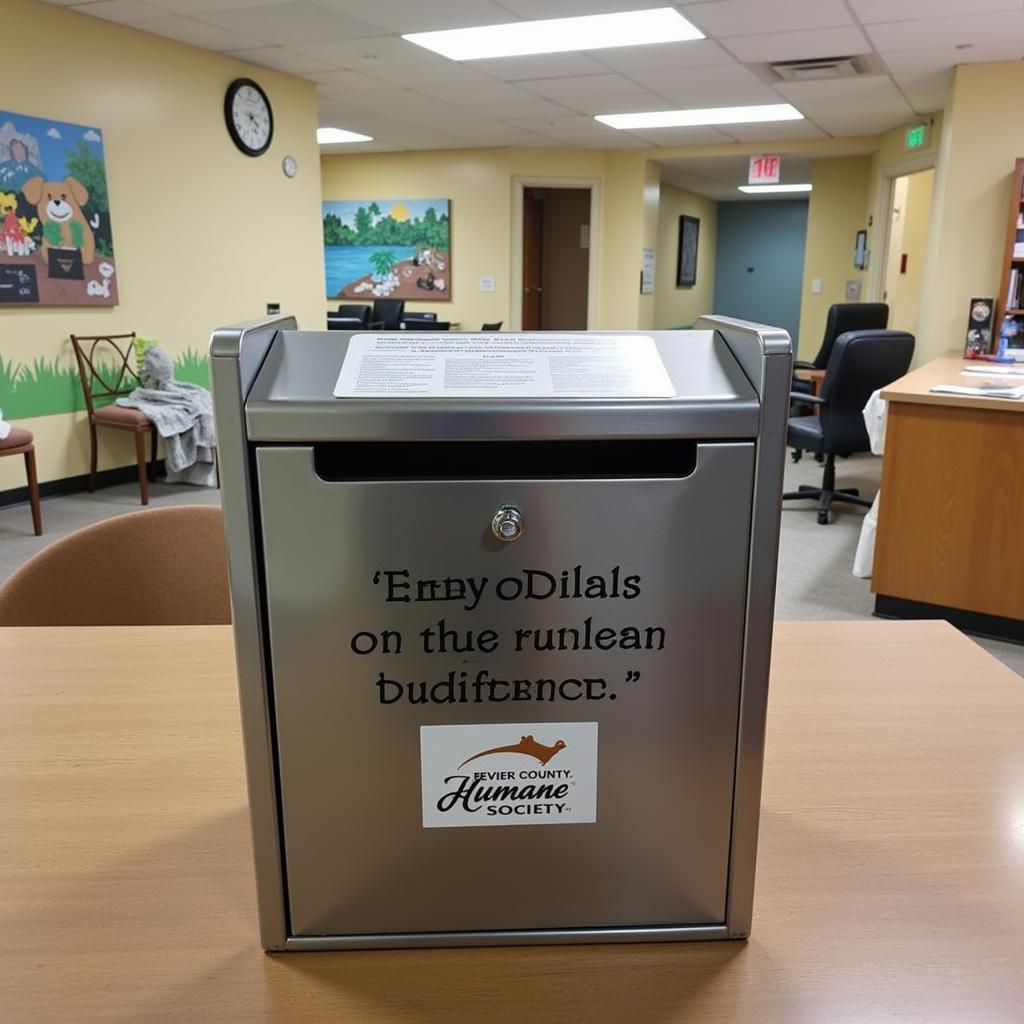 Donation box at the Sevier County Humane Society