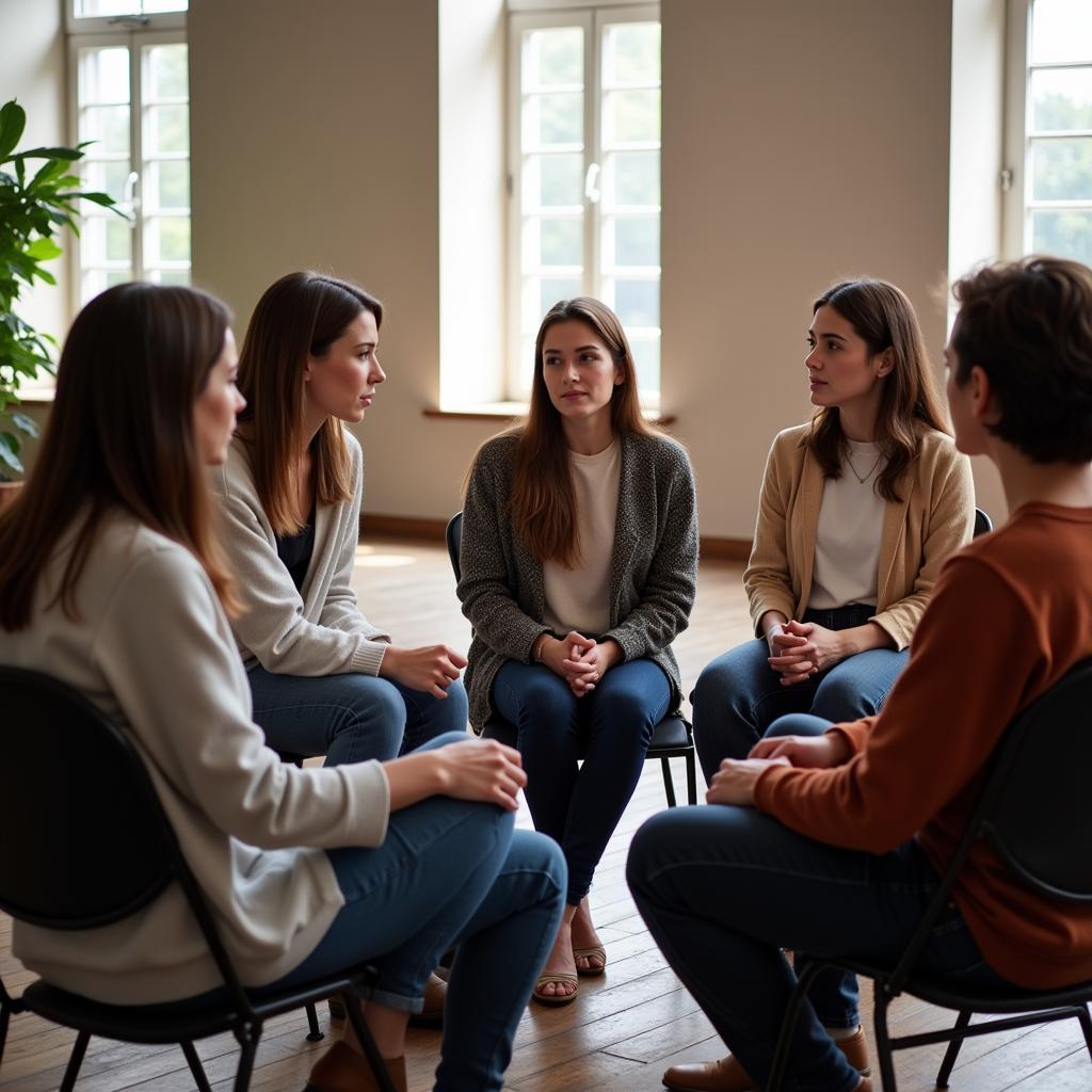 People from different cultures connecting through storytelling