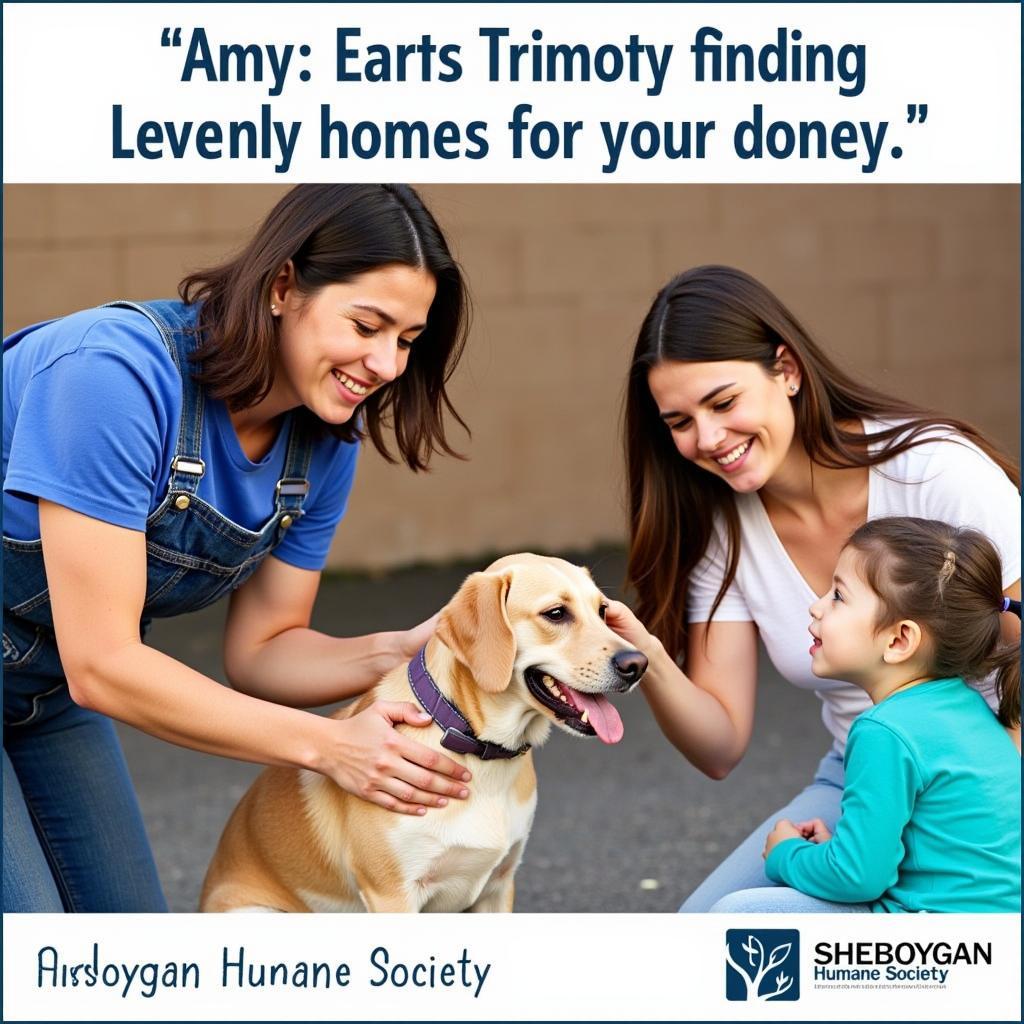 Family Meeting a Dog at a Sheboygan Humane Society Adoption Event