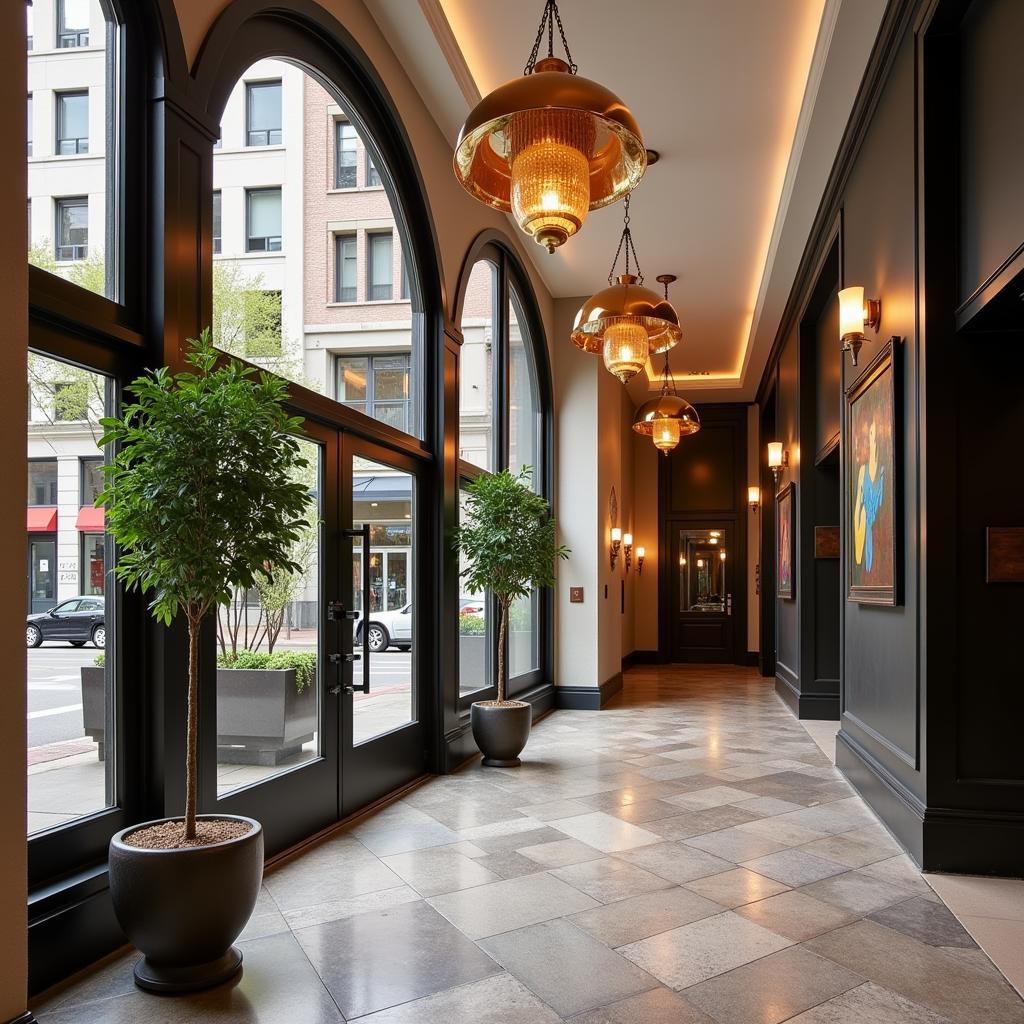 Inviting Lobby of the Sheraton Philadelphia Society Hill Hotel