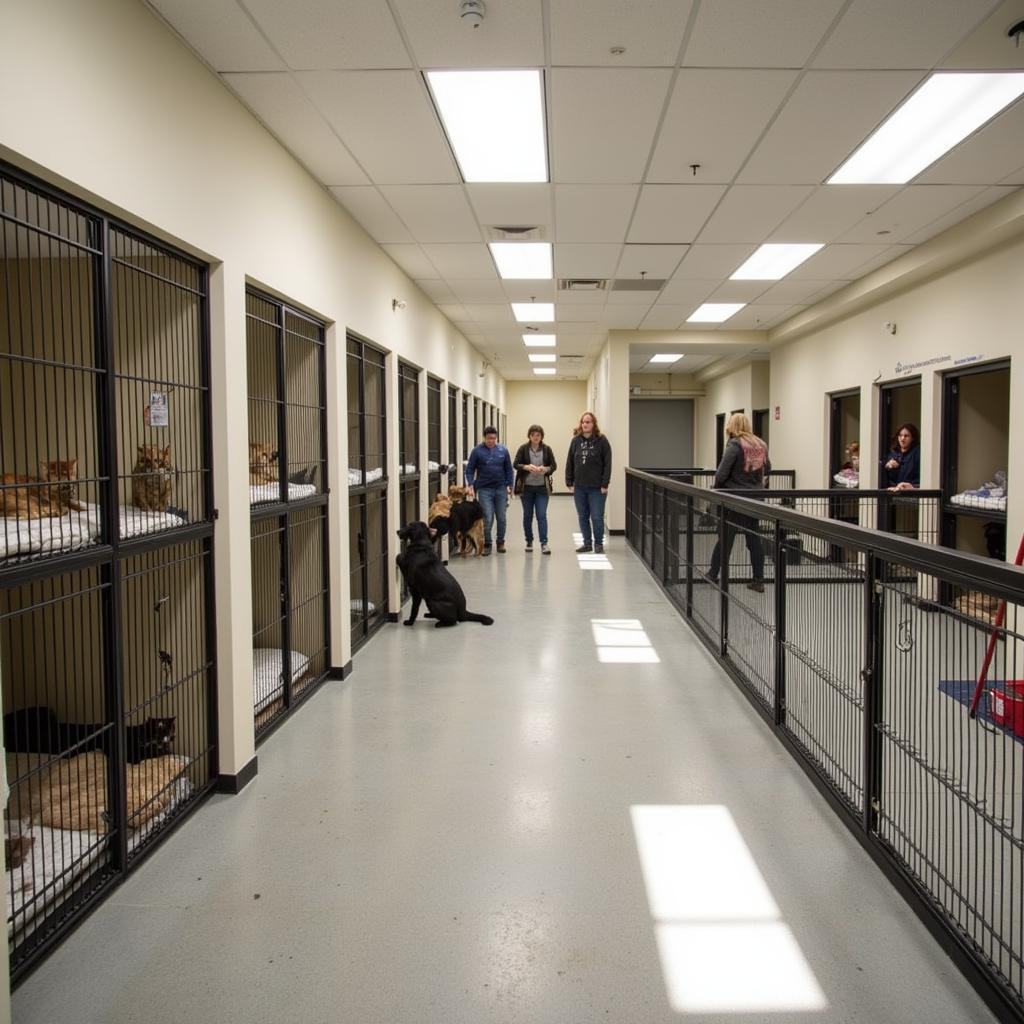 A welcoming and bright animal shelter environment at the Sisters Humane Society