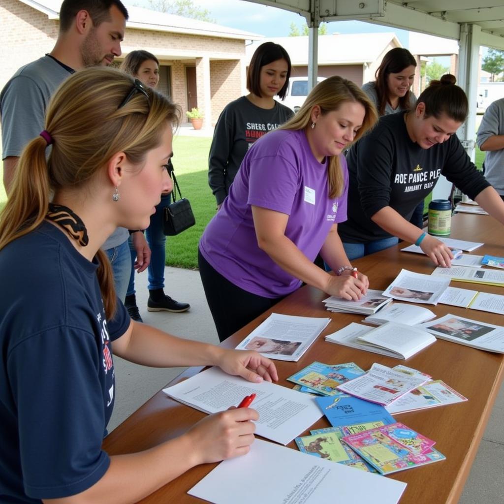 Volunteers from Sisters Humane Society conducting an educational workshop for the community