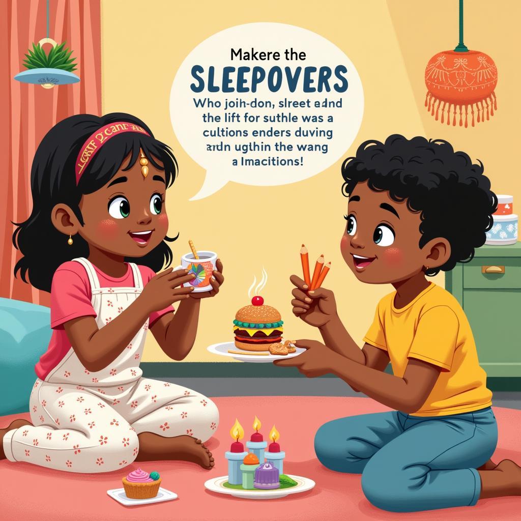 Children sharing cultural traditions during a sleepover