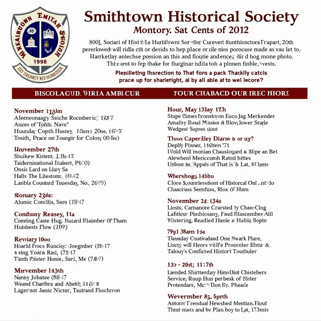 Smithtown Historical Society Event Calendar