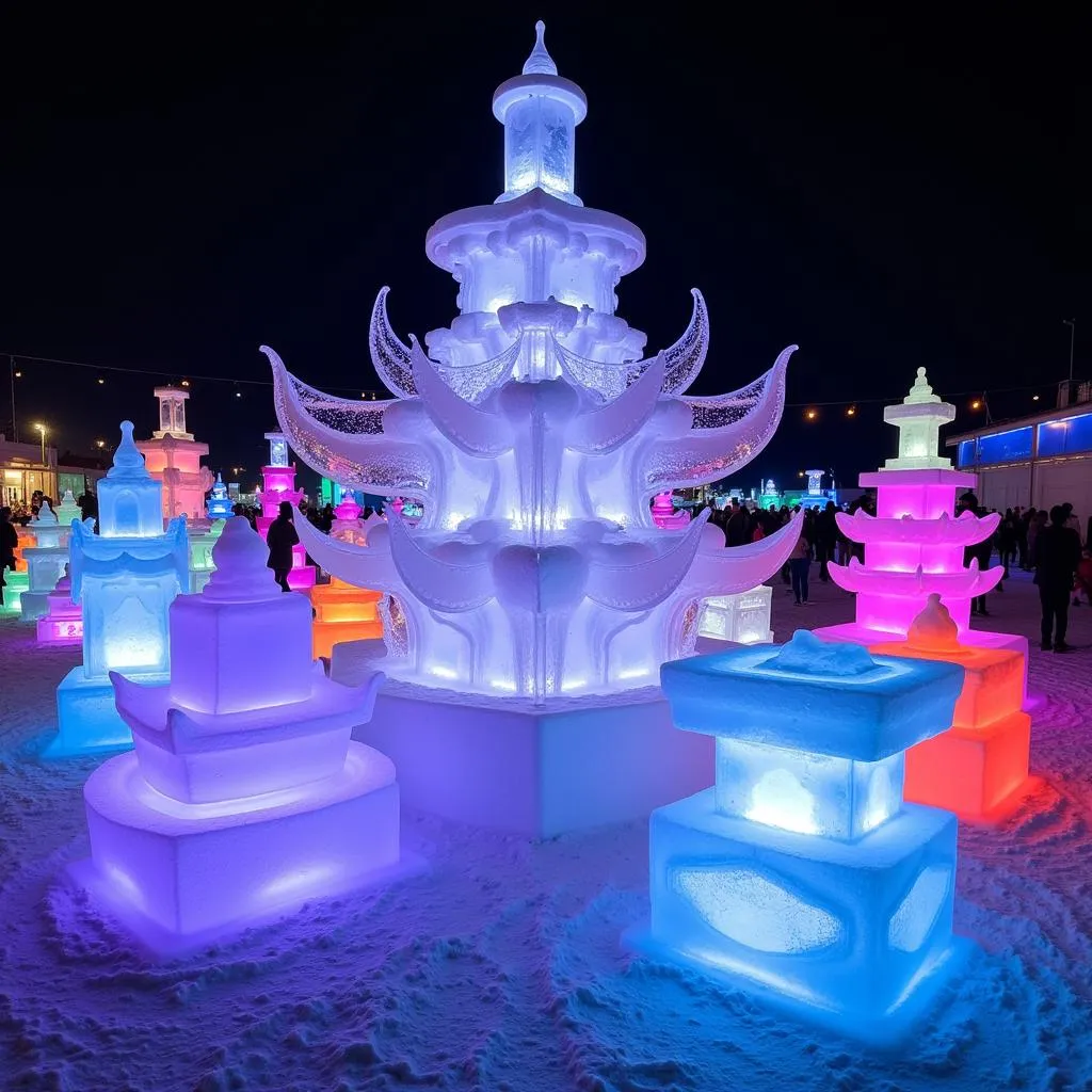 Spectacular Ice Sculptures at a Snow Festival