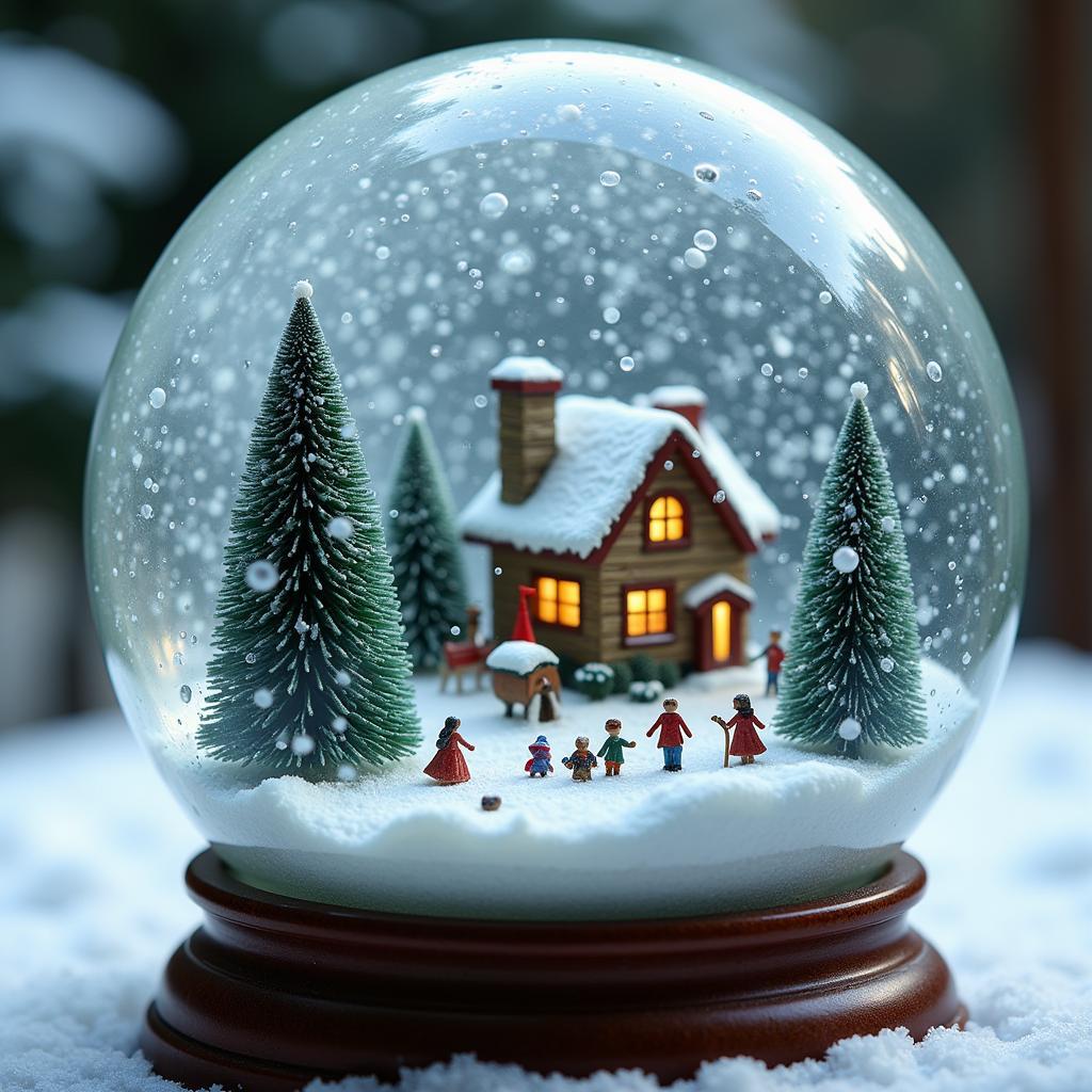 A snow globe depicting a miniature society inside