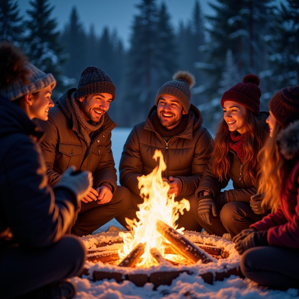 Community Gathering in the Snow