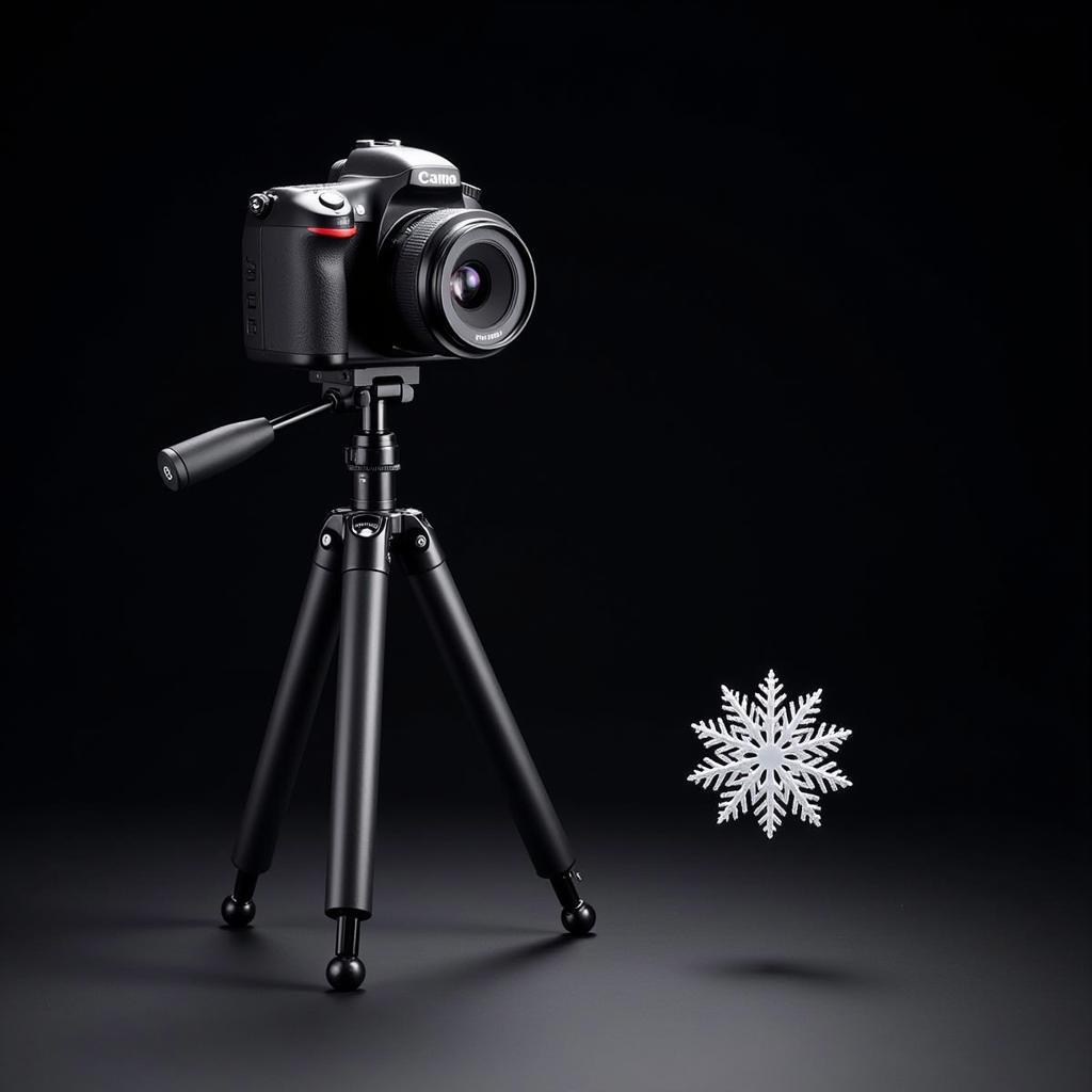 Professional camera setup for snowflake photography