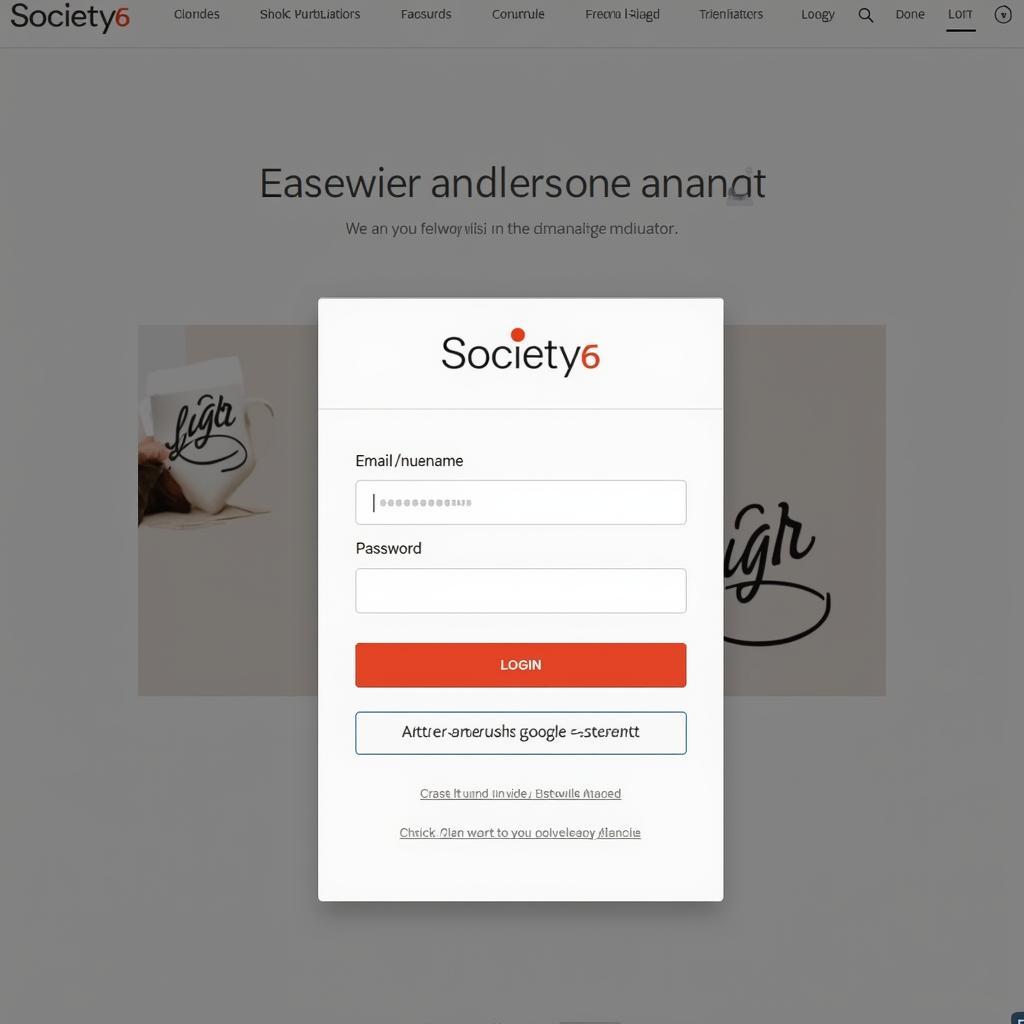 Society6 login page