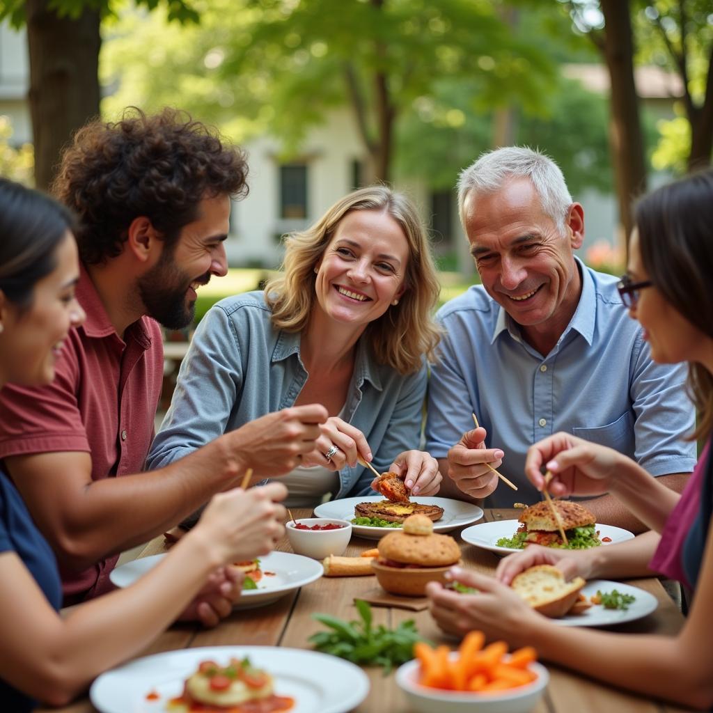 Diverse Guests Enjoying Society BBQ 