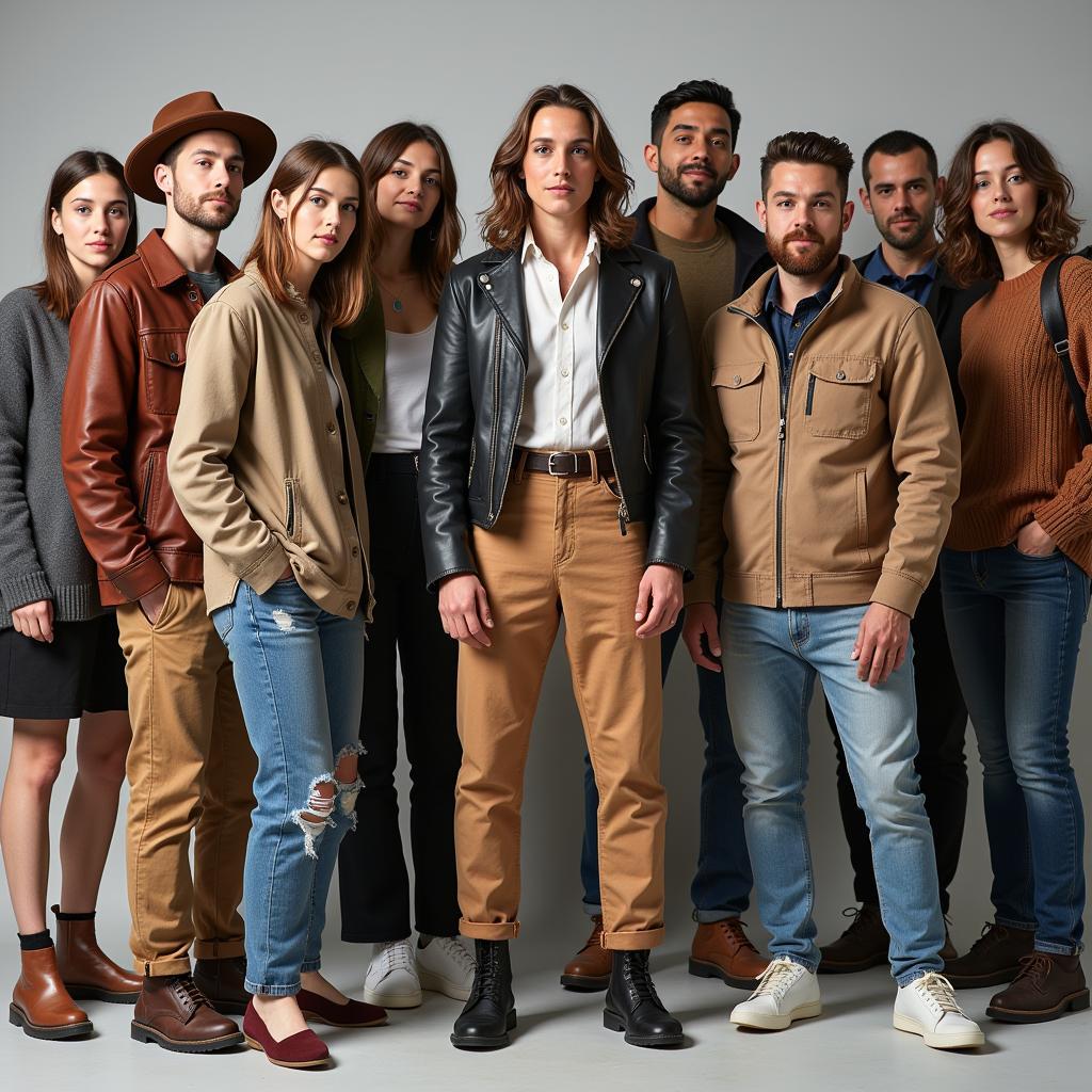 Group of people wearing diverse clothing styles