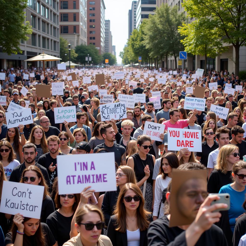 People participating in a peace rally.