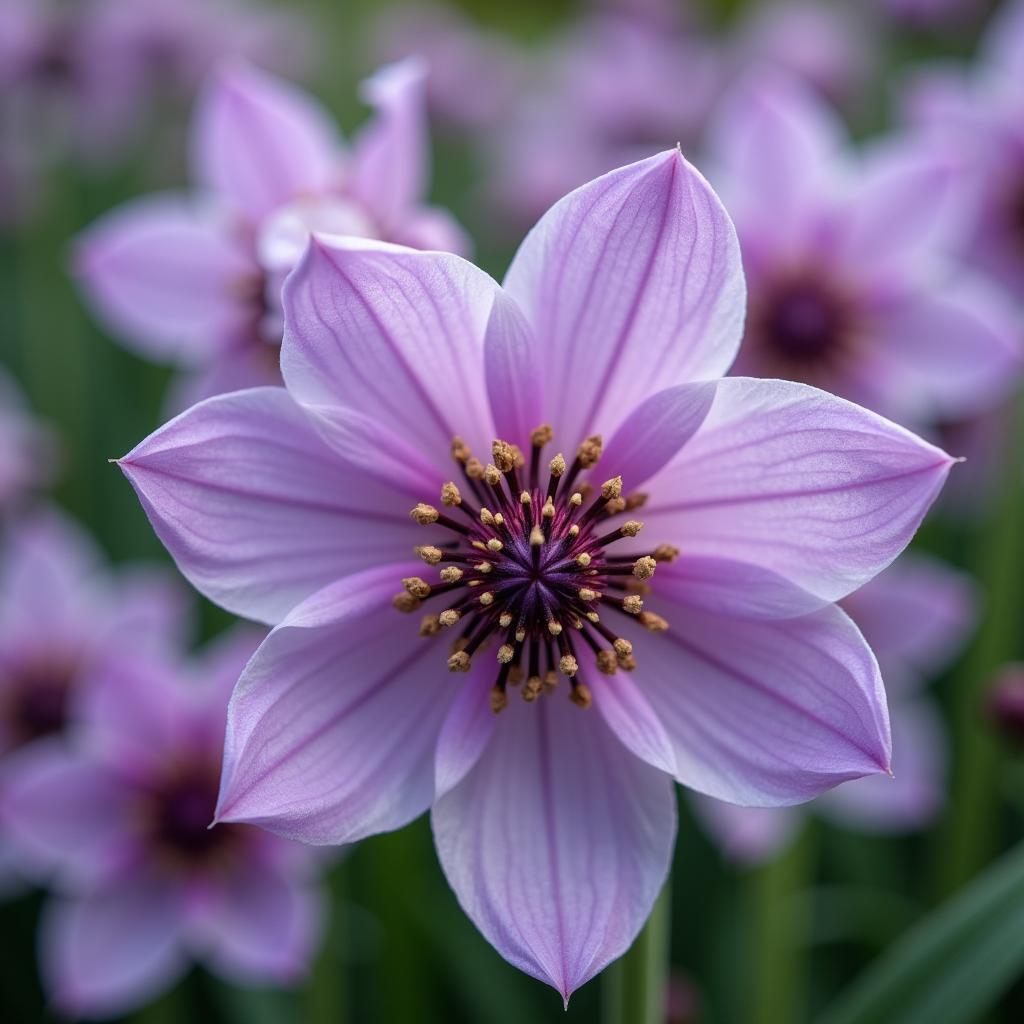 Delicate purple flowers of the society garlic plant