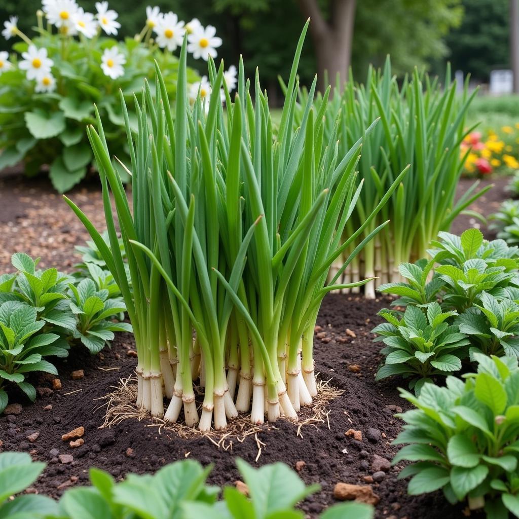 Society Garlic Growing in a Garden Bed