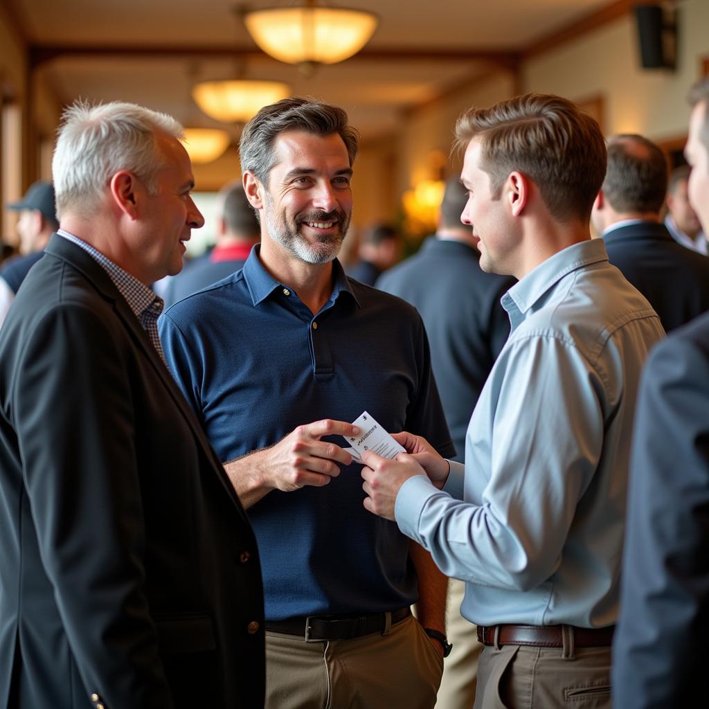 Golfers networking at a society event