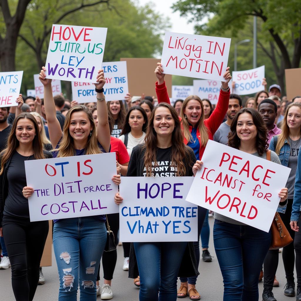 A peaceful rally advocating for global harmony in Society Hill, Basking Ridge, NJ