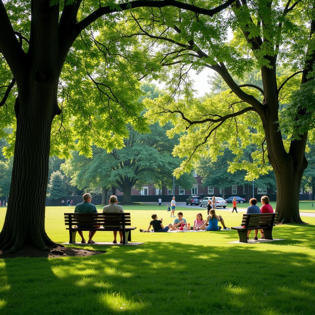 Green Space in Society Hill with Residents Enjoying the Outdoors