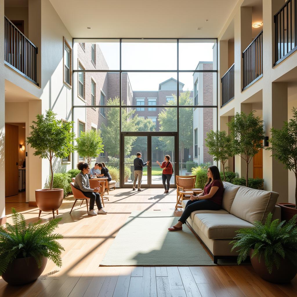 Residents enjoying the community space at Society Las Olas Apartments