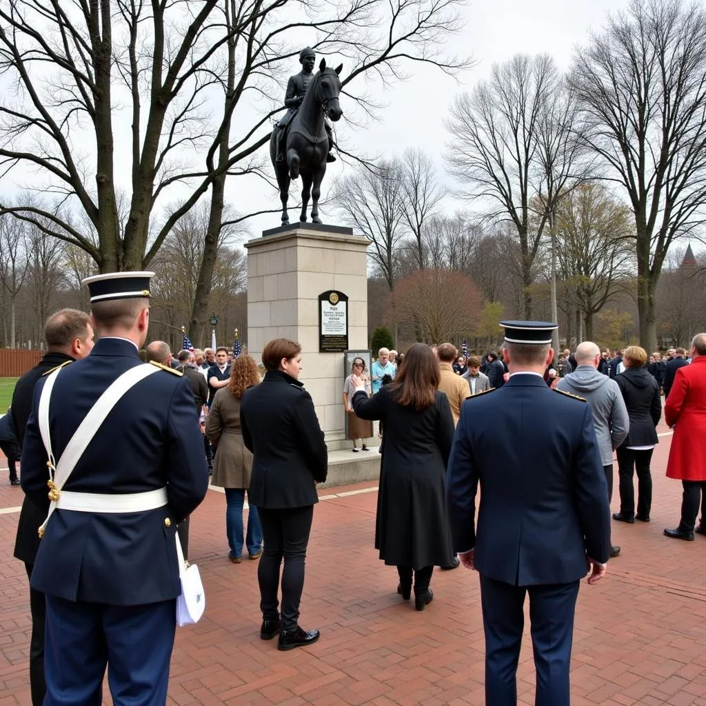 Society of the War of 1812 members at a memorial