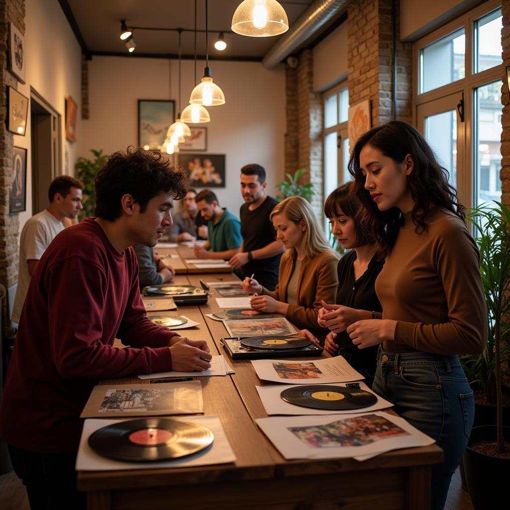 A Diverse Group Connecting Over Music in a Society Salon