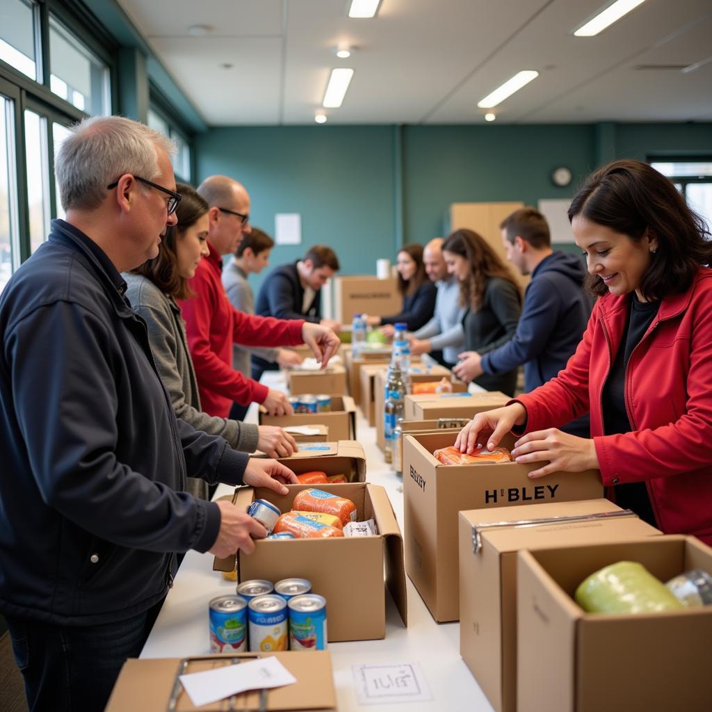 Volunteers packing food parcels in the Netherlands