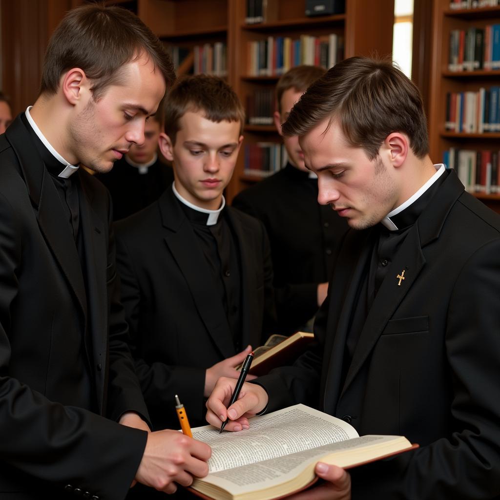 SSPV seminary with students in cassocks