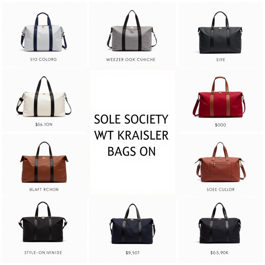 Different styles of Sole Society weekender bags