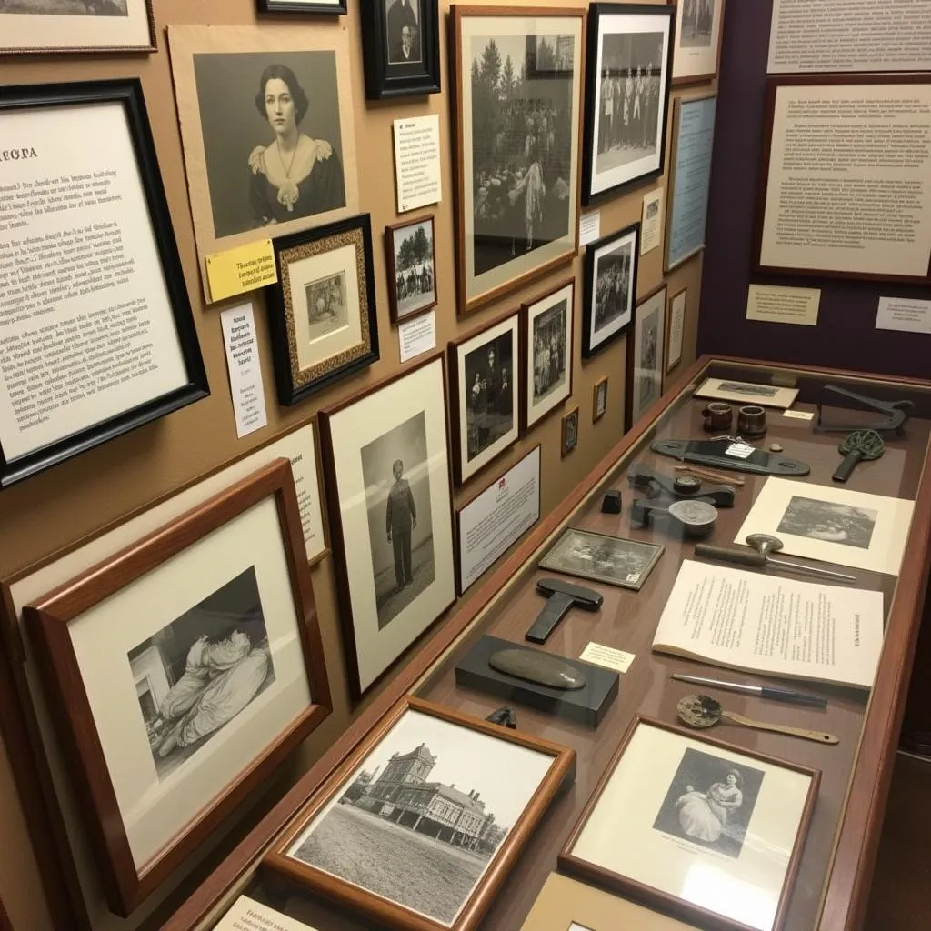 An exhibit at the Somerset Historical Society featuring artifacts and information about local history.