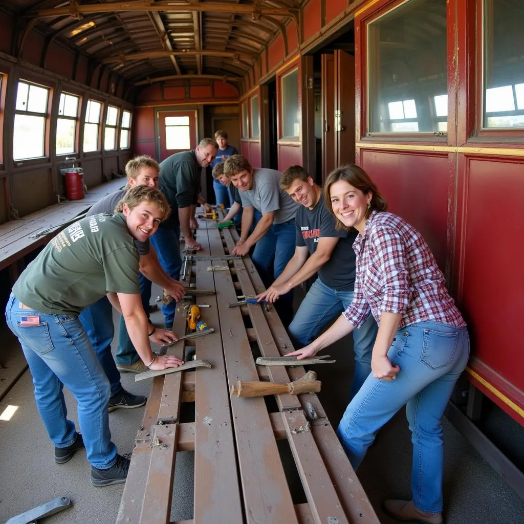 SMRS Members Restoring a Train Car