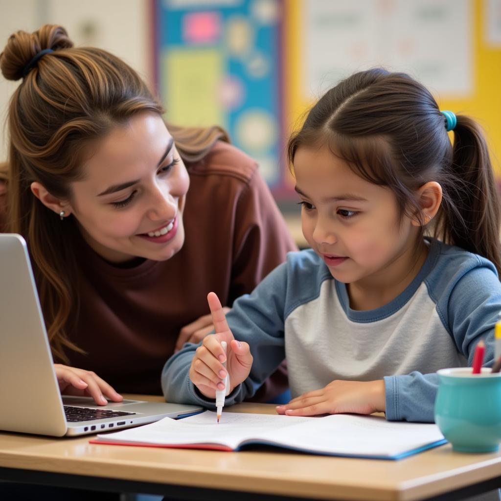 Special Education Teacher Working One-on-One with a Student