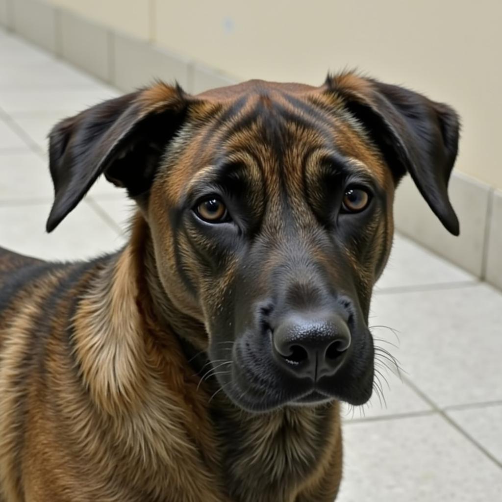 A dog peers hopefully from its kennel at the St. George Humane Society.